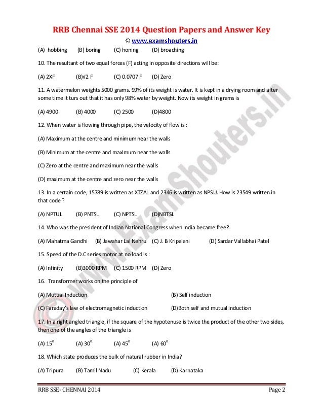 Rrb Sse Paper Pdf
